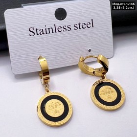 Сережки мед.сталь14К 10649 ( 3.2 см.) 